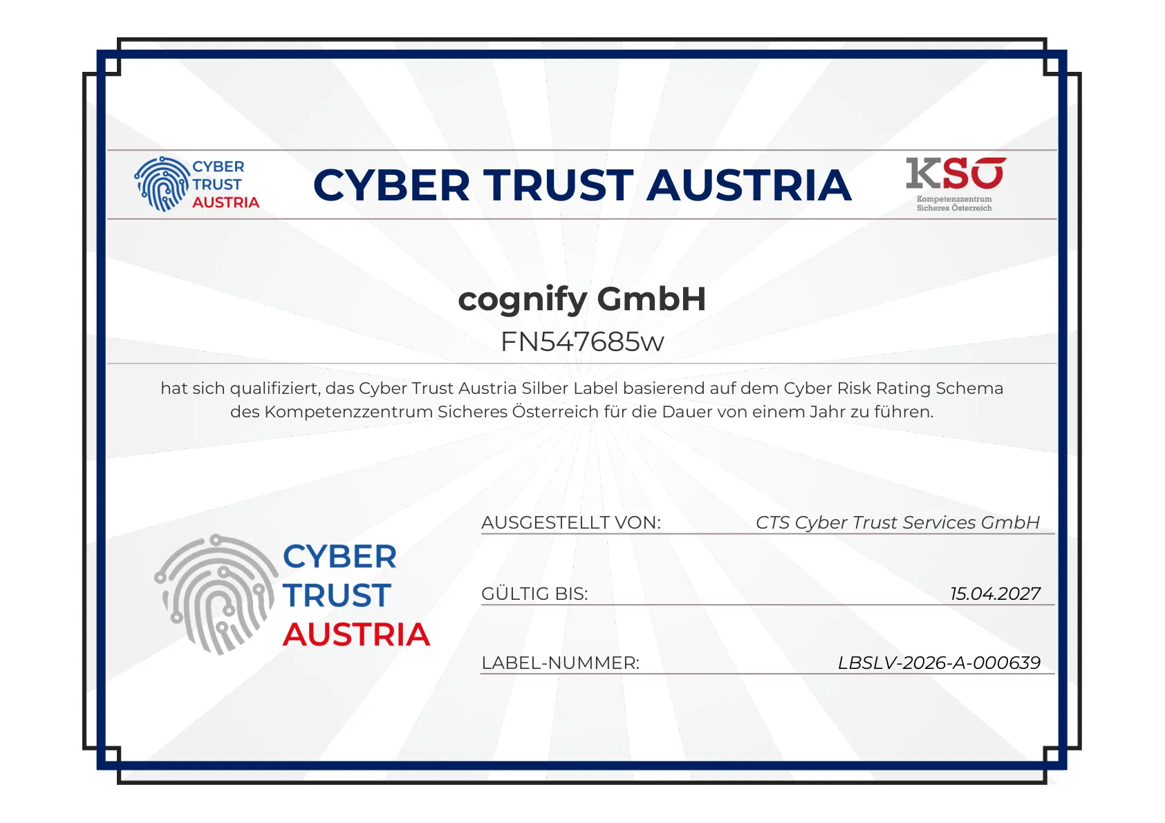 Cyber Trust Austria Silver Certificate